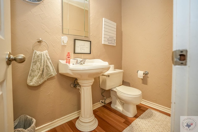 bathroom with wood-type flooring and toilet