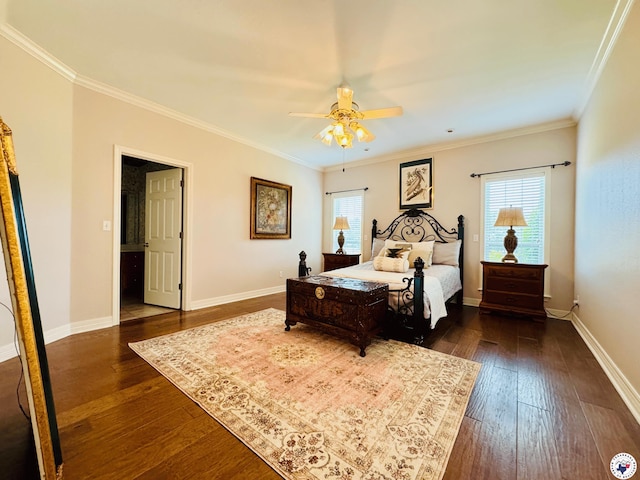 80 Tommy Hines Ln, Texarkana, TX 75501 - bedroom featuring multiple windows, ornamental molding, and dark wood-type flooring
