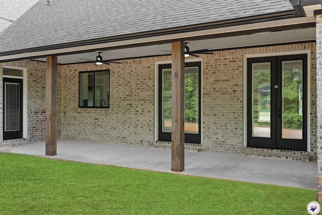 8405 Mandarin Cv, Texarkana, TX 75503 - view of patio featuring ceiling fan and french doors