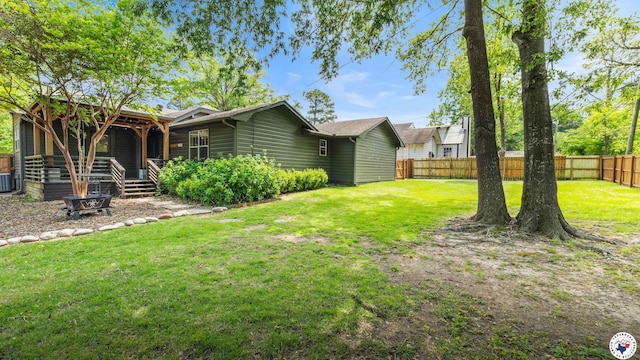 view of yard featuring a fenced backyard