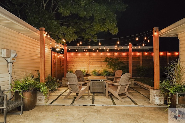 view of patio at twilight