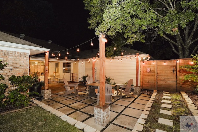 view of patio at twilight