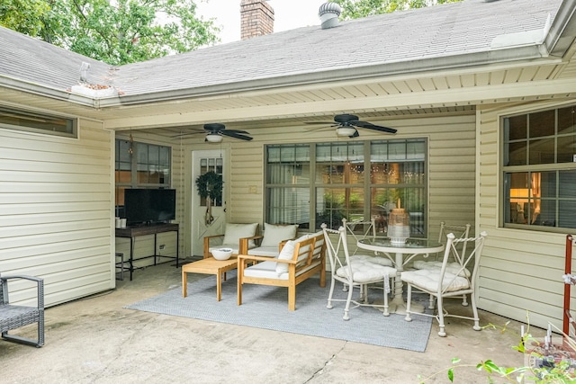 view of patio / terrace featuring ceiling fan