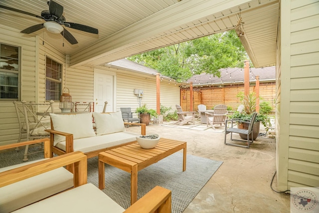 view of patio / terrace featuring outdoor lounge area and ceiling fan