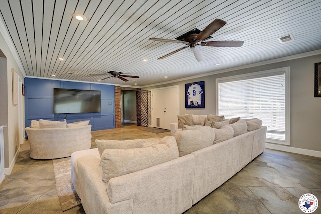 13 Timberlane St, Texarkana, TX 75501 - living area with ceiling fan, recessed lighting, and crown molding
