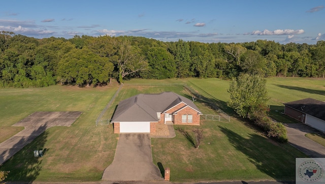 aerial view with a rural view