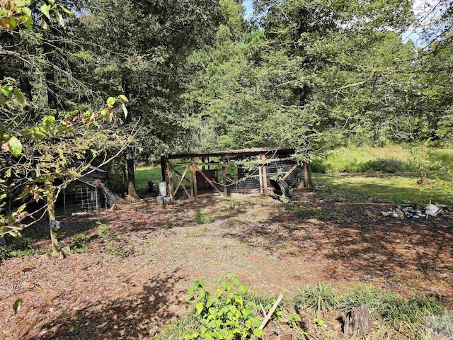 exterior space with an outbuilding