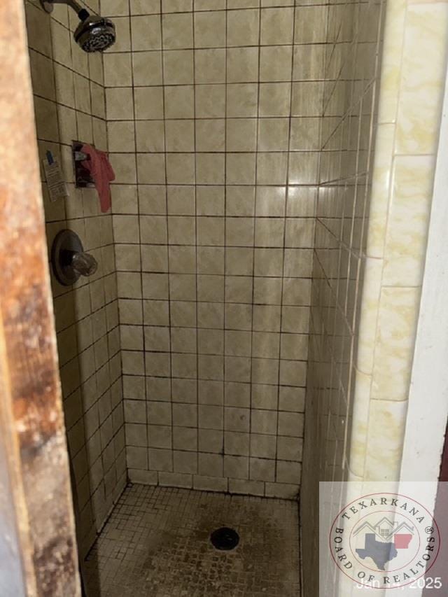 bathroom featuring a tile shower