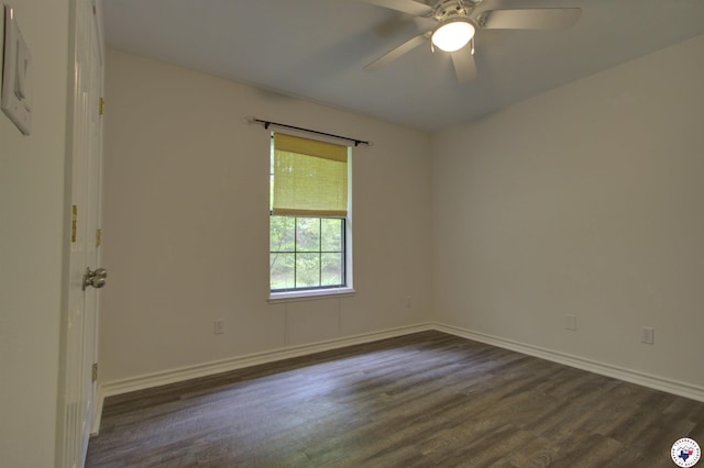 25 Dunham Dr, Texarkana, TX 75503 - spare room with ceiling fan, dark wood-style floors, and baseboards
