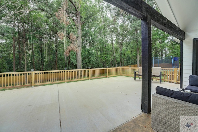 view of patio / terrace with a trampoline