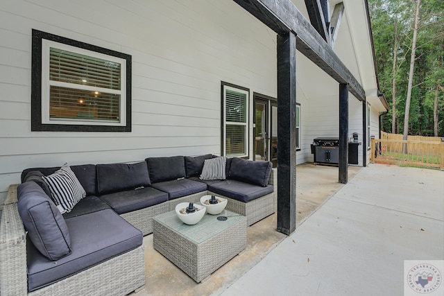 view of patio / terrace featuring grilling area and an outdoor hangout area