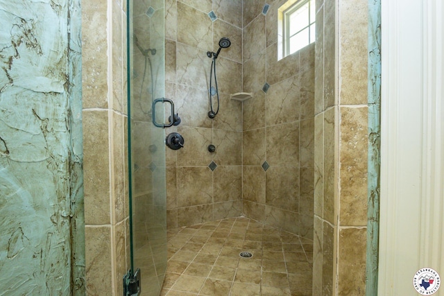 bathroom with a stall shower