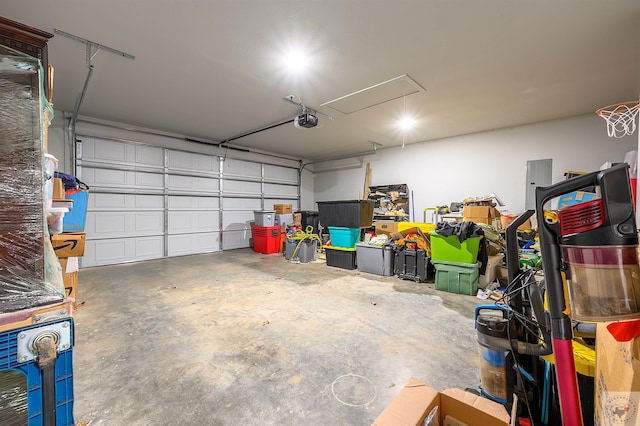 garage with a garage door opener