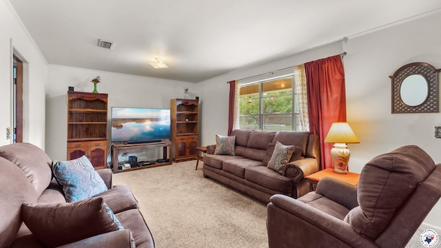 119 Hall St, New Boston, TX 75570 - carpeted living area with ornamental molding
