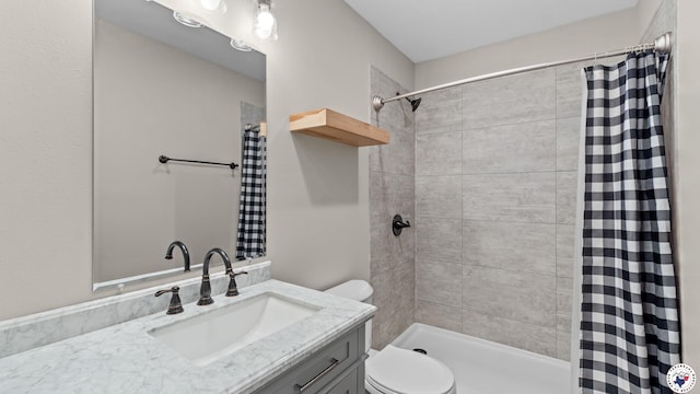 228 Old Factory Site Rd, Murfreesboro, AR 71958 - full bath with a tile shower, toilet, and vanity