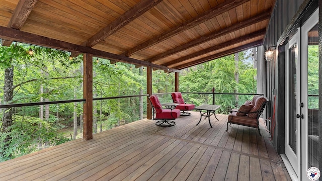 228 Old Factory Site Rd, Murfreesboro, AR 71958 - wooden terrace featuring a view of trees