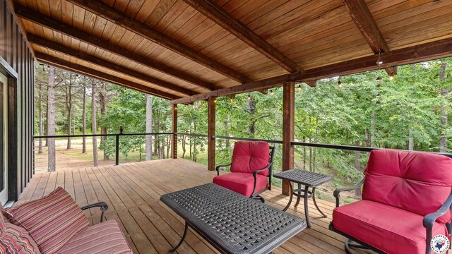 228 Old Factory Site Rd, Murfreesboro, AR 71958 - deck featuring a wooded view