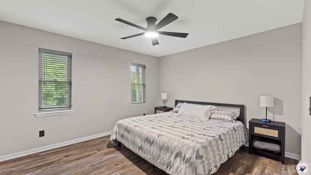 228 Old Factory Site Rd, Murfreesboro, AR 71958 - bedroom featuring baseboards, wood finished floors, and a ceiling fan