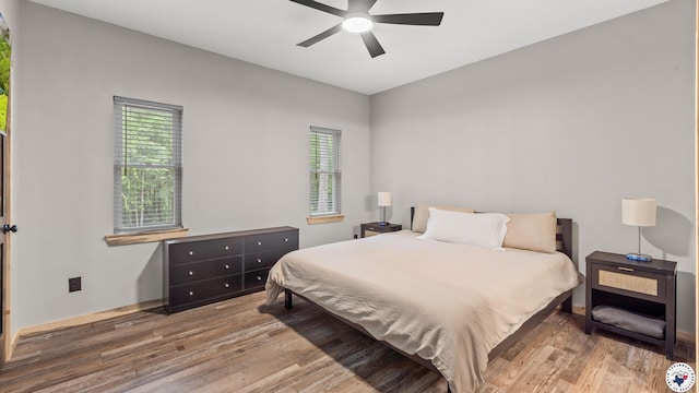 228 Old Factory Site Rd, Murfreesboro, AR 71958 - bedroom with wood finished floors and a ceiling fan
