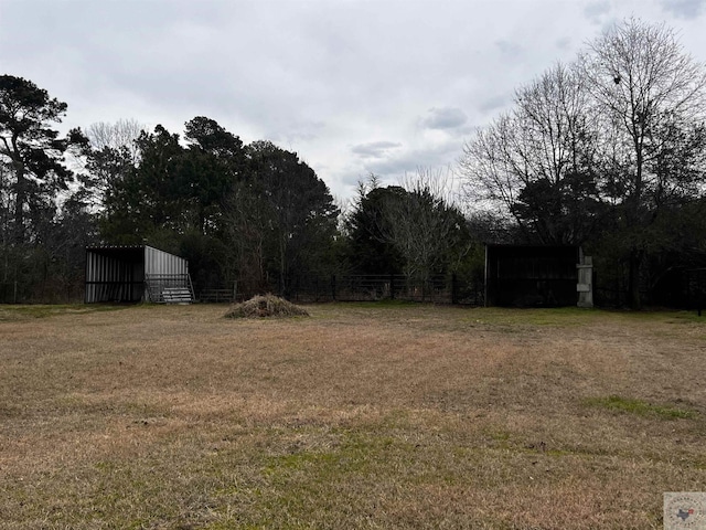 view of yard with an outbuilding