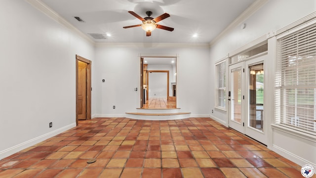 6616 Lakeridge Dr, Texarkana, TX 75503 - unfurnished room featuring ceiling fan, ornamental molding, recessed lighting, and tile patterned flooring