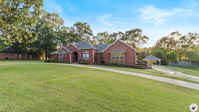 6616 Lakeridge Dr, Texarkana, TX 75503 - view of front of property with brick siding, a chimney, and driveway