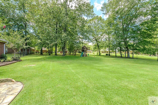 view of yard featuring a playground