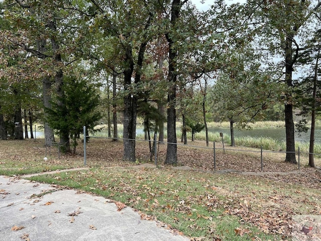 view of yard with a water view