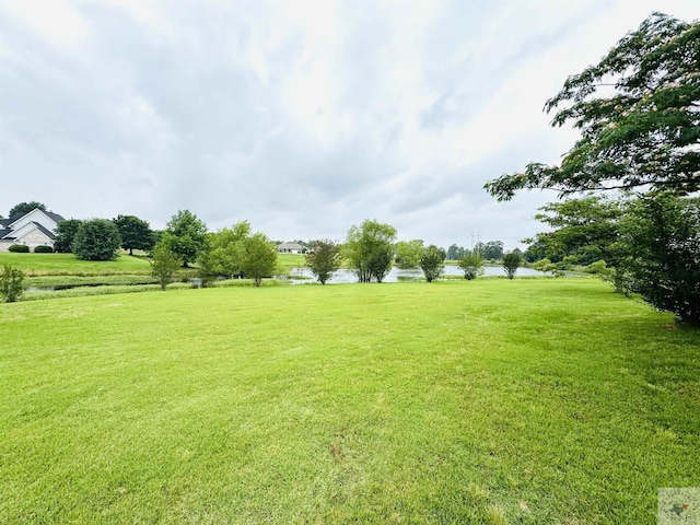 view of yard with a water view