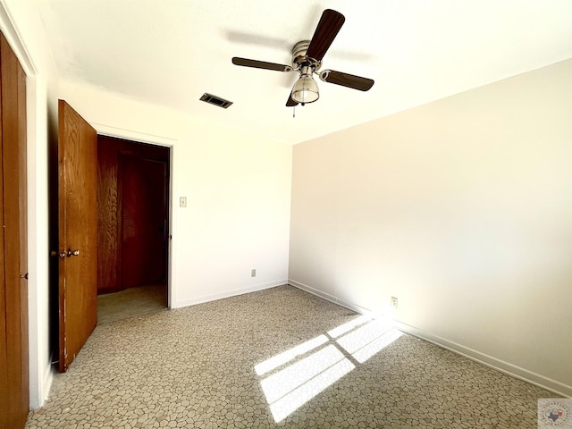 129 Pine St, Maud, TX 75567 - unfurnished bedroom featuring visible vents, baseboards, and ceiling fan