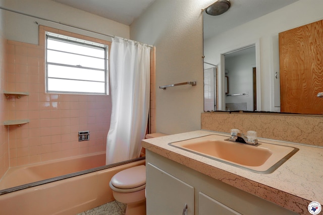 129 Pine St, Maud, TX 75567 - bathroom with vanity, shower / tub combo with curtain, and toilet