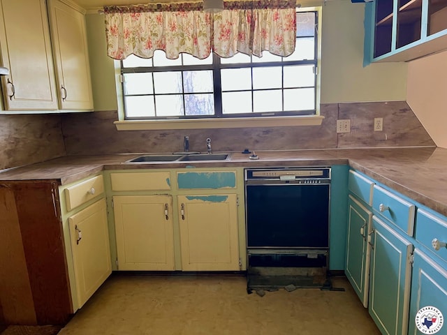 kitchen featuring a sink, dishwasher, and decorative backsplash