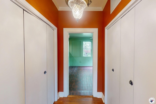 2300 Laurel St, Texarkana, AR 71854 - hall with ornamental molding and wood finished floors