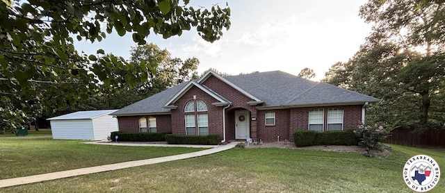 147 Mc 458, Texarkana, AR 71854 - single story home with brick siding, a front lawn, and a shingled roof