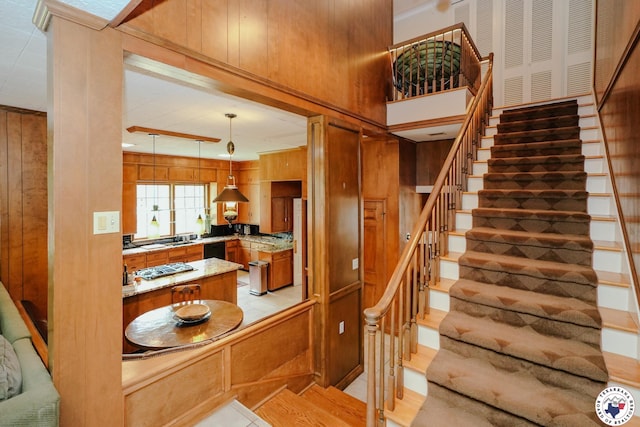 3519 Olive St, Texarkana, TX 75503 - stairway with wood walls