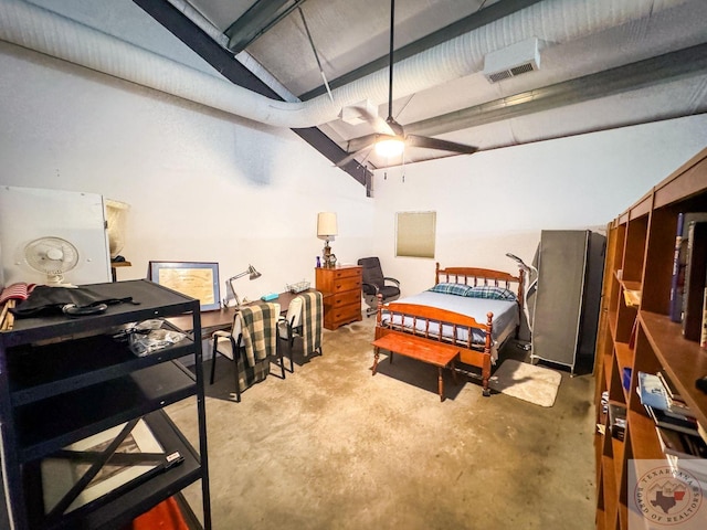 bedroom with concrete flooring