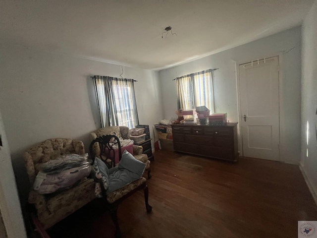 living area with wood-type flooring