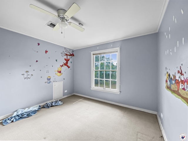 3223 Walnut St, Texarkana, TX 75503 - carpeted spare room with ceiling fan and crown molding