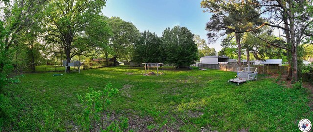 view of yard featuring a fenced backyard