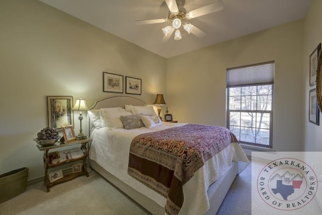 bedroom with carpet and ceiling fan