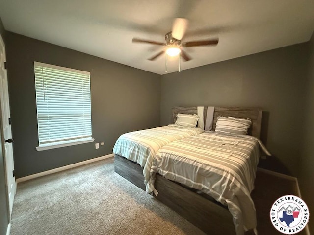 202 Mehaffey Dr, Dekalb, TX 75559 - bedroom featuring carpet flooring, baseboards, and a ceiling fan