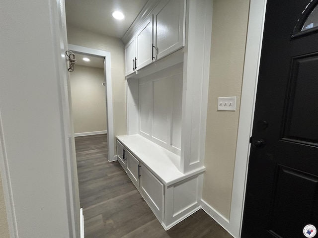 110 Village Pl, Wake Village, TX 75501 - mudroom with dark wood-style flooring, baseboards, and recessed lighting