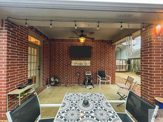 view of patio with ceiling fan