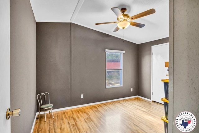 2520 County Road 326, W, TX 75706 - empty room featuring vaulted ceiling, wood finished floors, ceiling fan, and baseboards