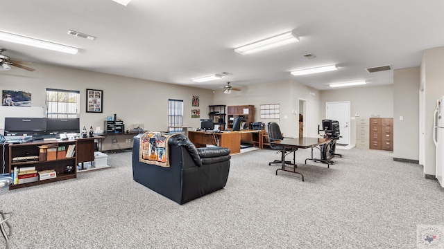 7207 N Richland Dr, Texarkana, TX 75503 - home office with visible vents, carpet floors, and ceiling fan