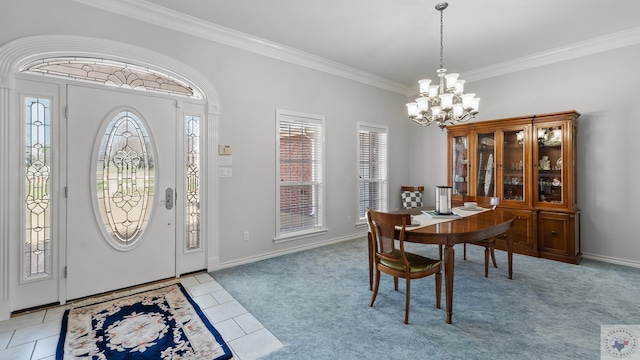 7207 N Richland Dr, Texarkana, TX 75503 - foyer entrance with a wealth of natural light, light colored carpet, an inviting chandelier, and crown molding