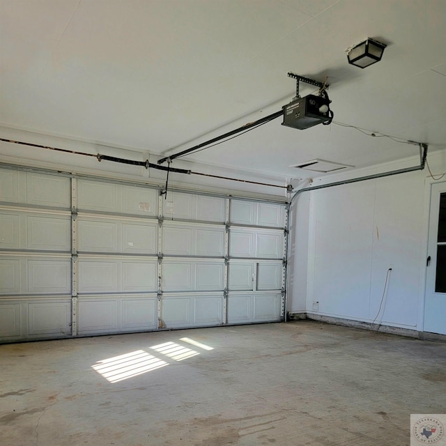 garage with a garage door opener