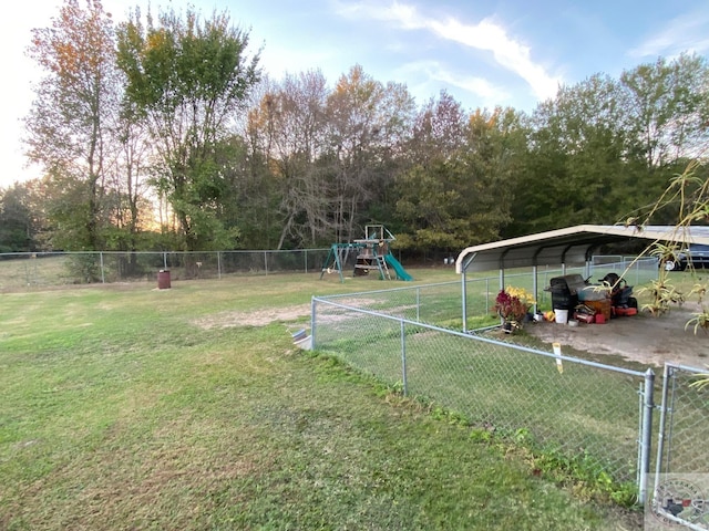 view of yard featuring a playground