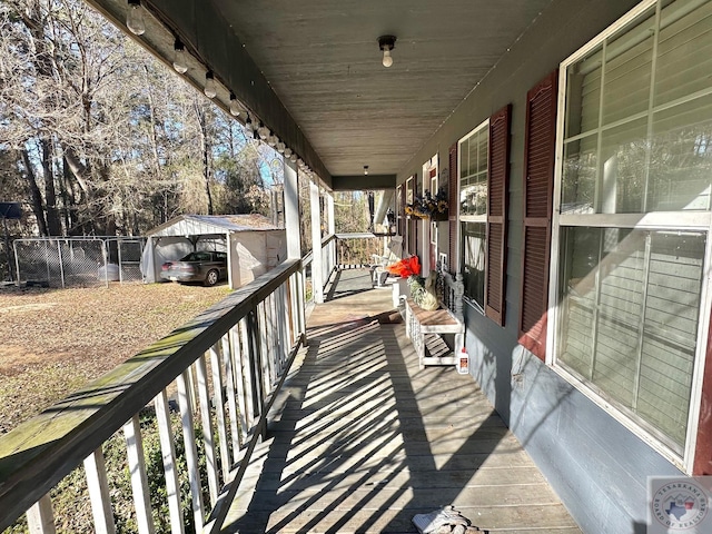 deck featuring covered porch