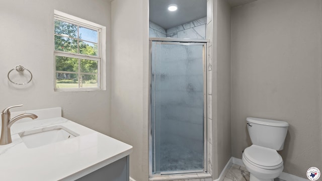 1911 Vanderbilt Rd, Texarkana, AR 71854 - bathroom with vanity, a stall shower, and marble look tiles
